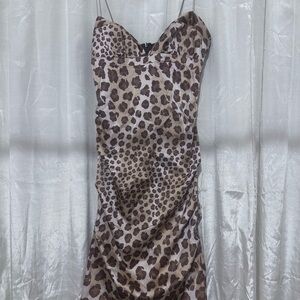 Nicole Miller Brown Leopard Print Chemise